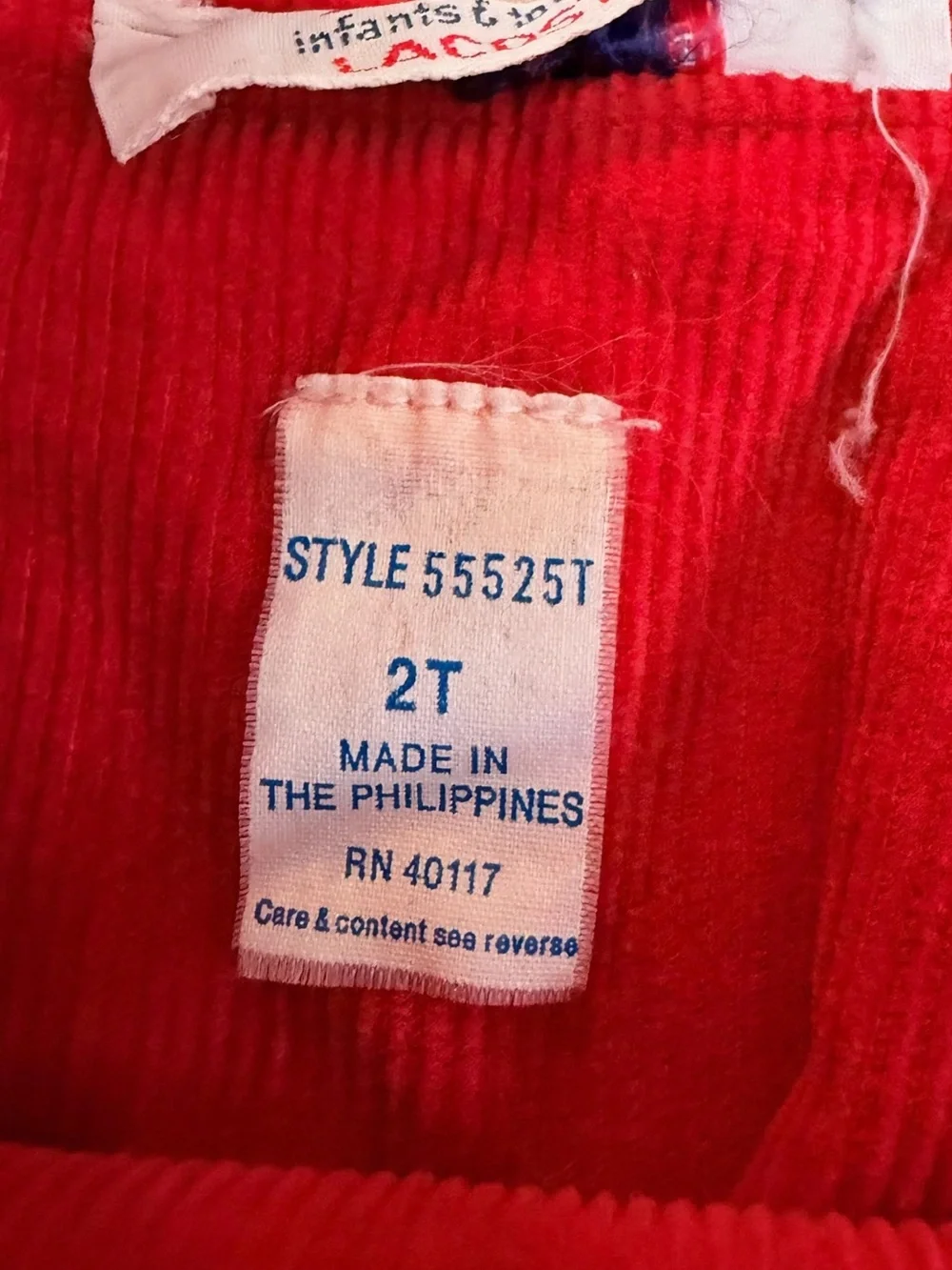 Lacoste Vintage Red Corduroy Overalls Toddler 2T Izod Crocodile Bibs 90s